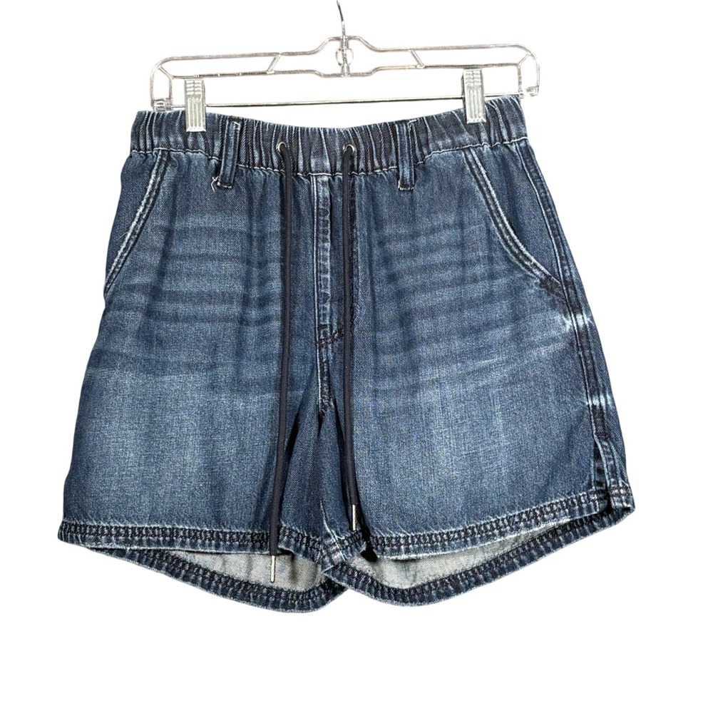 Judy Blue Dark Wash Elastic Waist Drawstring Denim Shorts Womens Small